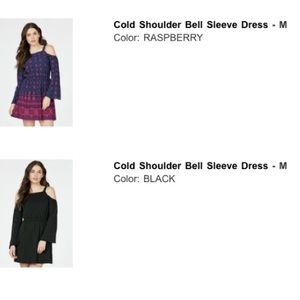 JustFab Cold Shoulder Bell Sleeve Dress